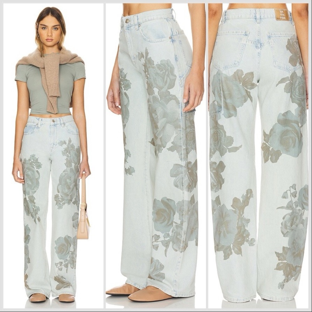 NWT We The Free Tinsley Printed Wide Leg Jeans in Daylight Combo Size 26